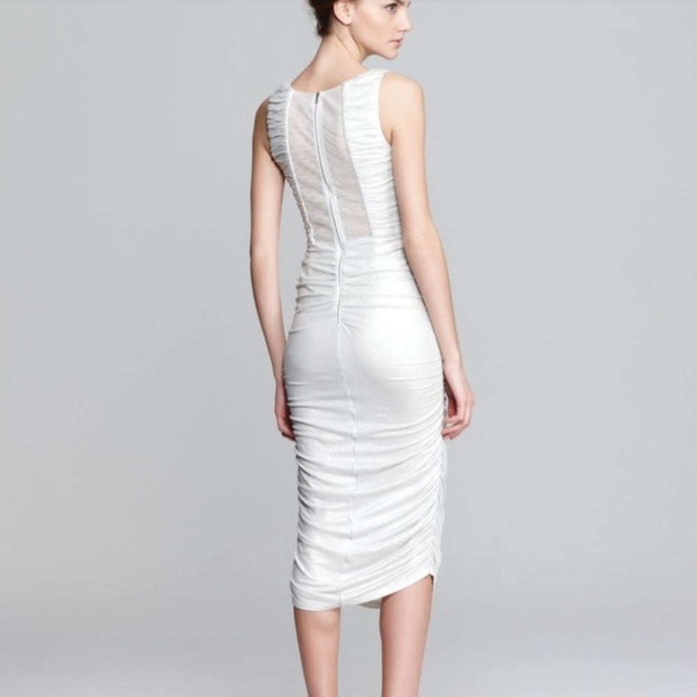 Alice And Olivia White Ruched Dress